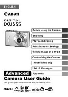 Canon Digital Ixus 55 manual. Camera Instructions.